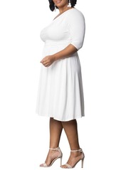 Kiyonna Plus Size Draped in Class Cowl Neck Dress - Ivory