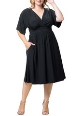 Kiyonna Plus Size Gia A-Line Midi Dress with Pockets - Black noir