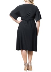 Kiyonna Plus Size Gia A-Line Midi Dress with Pockets - Black noir