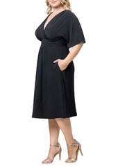 Kiyonna Plus Size Gia A-Line Midi Dress with Pockets - Black noir