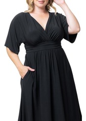 Kiyonna Plus Size Gia A-Line Midi Dress with Pockets - Black noir