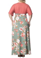 Kiyonna Plus Size Havana Color Block Maxi Dress - Harvest fest