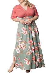 Kiyonna Plus Size Havana Color Block Maxi Dress - Harvest fest