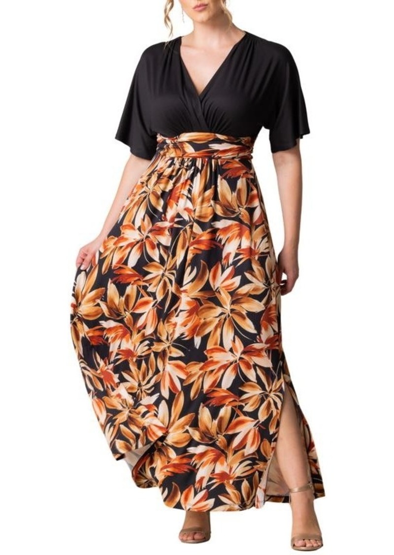 Kiyonna Plus Size Havana Color Block Maxi Dress - Harvest fest