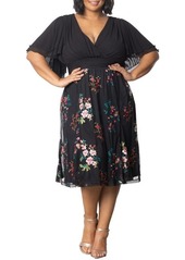 Kiyonna Plus Size Lillian Embroidered Mesh Midi Cocktail Dress - Dawn garden