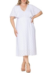 Kiyonna Plus Size Lucy Eyelet Dress - White