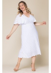 Kiyonna Plus Size Lucy Eyelet Dress - White