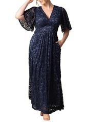 Kiyonna Plus Size Luminous Sequin Lace Evening Gown with Pockets - Onyx