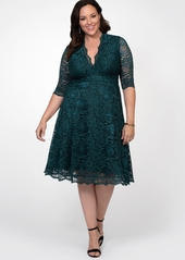 Kiyonna Plus Size Mademoiselle Lace Cocktail Dress with Sleeves - Black 1