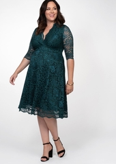 Kiyonna Women's Plus Size Mademoiselle Lace Cocktail Dress with Sleeves - Berry bliss