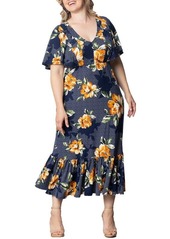 Kiyonna Plus Size Madrid Ruffled Dress - Midnight meadow