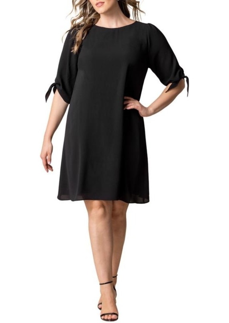 Kiyonna Plus Size Manhattan Shift Dress with Tie Sleeves - Black noir