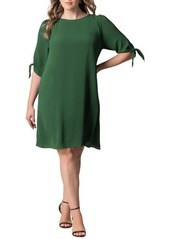 Kiyonna Plus Size Manhattan Shift Dress with Tie Sleeves - Black noir