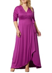 Kiyonna Plus Size Meadow Dream Maxi Wrap Dress - Nocturnal navy