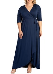 Kiyonna Plus Size Meadow Dream Maxi Wrap Dress - Nocturnal navy