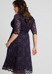 Kiyonna Plus Size Mon Cherie Floral Lace Cocktail Dress - Violet