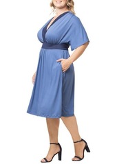 Kiyonna Plus Size Paige Color Block Midi Dress - Blue moon