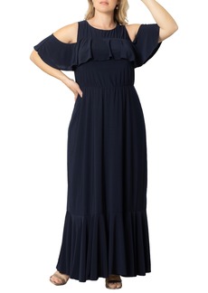 Kiyonna Plus Size Piper Cold Shoulder Maxi Dress - Nouveau navy