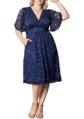 Kiyonna Plus Size Starry Sequined Lace Cocktail Dress - Nocturnal navy