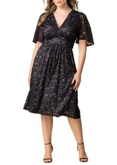 Kiyonna Plus Size Starry Sequined Lace Cocktail Dress - Nocturnal navy