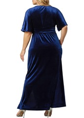 Kiyonna Plus Size Verona Velvet Evening Gown - Nocturnal navy