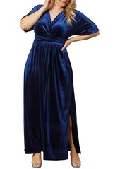 Kiyonna Plus Size Verona Velvet Evening Gown - Nocturnal navy