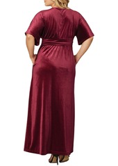 Kiyonna Plus Size Verona Velvet Evening Gown - Pinot noir