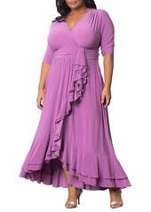 Kiyonna Plus Size Veronica Ruffled Evening Gown - Onyx