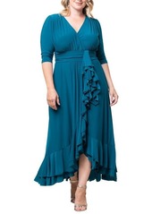 Kiyonna Plus Size Veronica Ruffled Evening Gown - Onyx