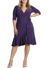 Kiyonna Plus Size Whimsy Ruffled Midi Wrap Dress - Plum passion