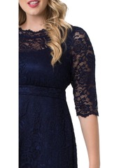 Kiyonna Plus Size Women'sPlus Leona Lace Long Formal Gown - Onyx