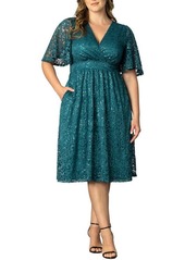 Kiyonna Starry Sequin Lace Fit & Flare Cocktail Dress