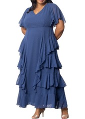 Kiyonna Tour de Flounce Tiered Maxi Dress