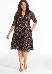 Kiyonna Plus Size Mon Cherie Floral Lace Cocktail Dress - Violet