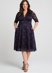 Kiyonna Plus Size Mon Cherie Floral Lace Cocktail Dress - Violet