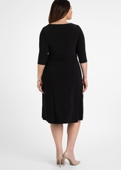 Kiyonna Women's Plus Size Sweetheart Knit Wrap Dress - Black