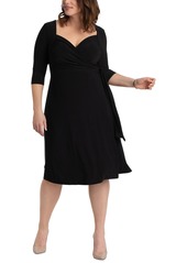 Kiyonna Women's Plus Size Sweetheart Knit Wrap Dress - Black