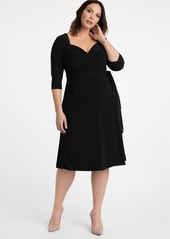 Kiyonna Women's Plus Size Sweetheart Knit Wrap Dress - Black