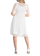 Kiyonna Women's Stars A-Line Wedding Dress with Sleeves - Ivory