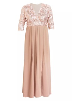 Kiyonna Paris Sequined Pleated Gown