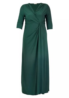 Kiyonna Plus Size Romanced By Moonlight Jersey Wrap-Effect Gown