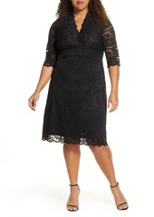 Kiyonna Scalloped Boudoir Lace Sheath Dress in Onyx at Nordstrom