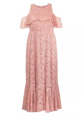 Kiyonna Riviera Lace Cold-Shoulder Gown