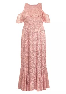 Kiyonna Riviera Lace Cold-Shoulder Gown