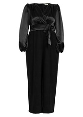 Kiyonna Satin Surplice Wide-Leg Jumpsuit