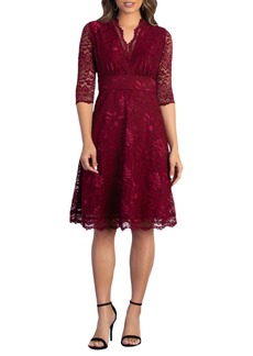 Kiyonna Women's Mademoiselle Lace Cocktail Dress with Sleeves - Pinot noir