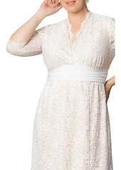 Kiyonna Plus Size Amour Lace Wedding Gown - Ivory lace/nude lining