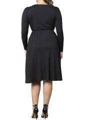 Kiyonna Women's Plus Size Aster Faux Wrap Dress - Black noir