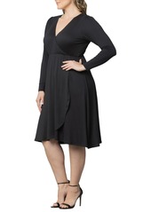 Kiyonna Women's Plus Size Aster Faux Wrap Dress - Black noir