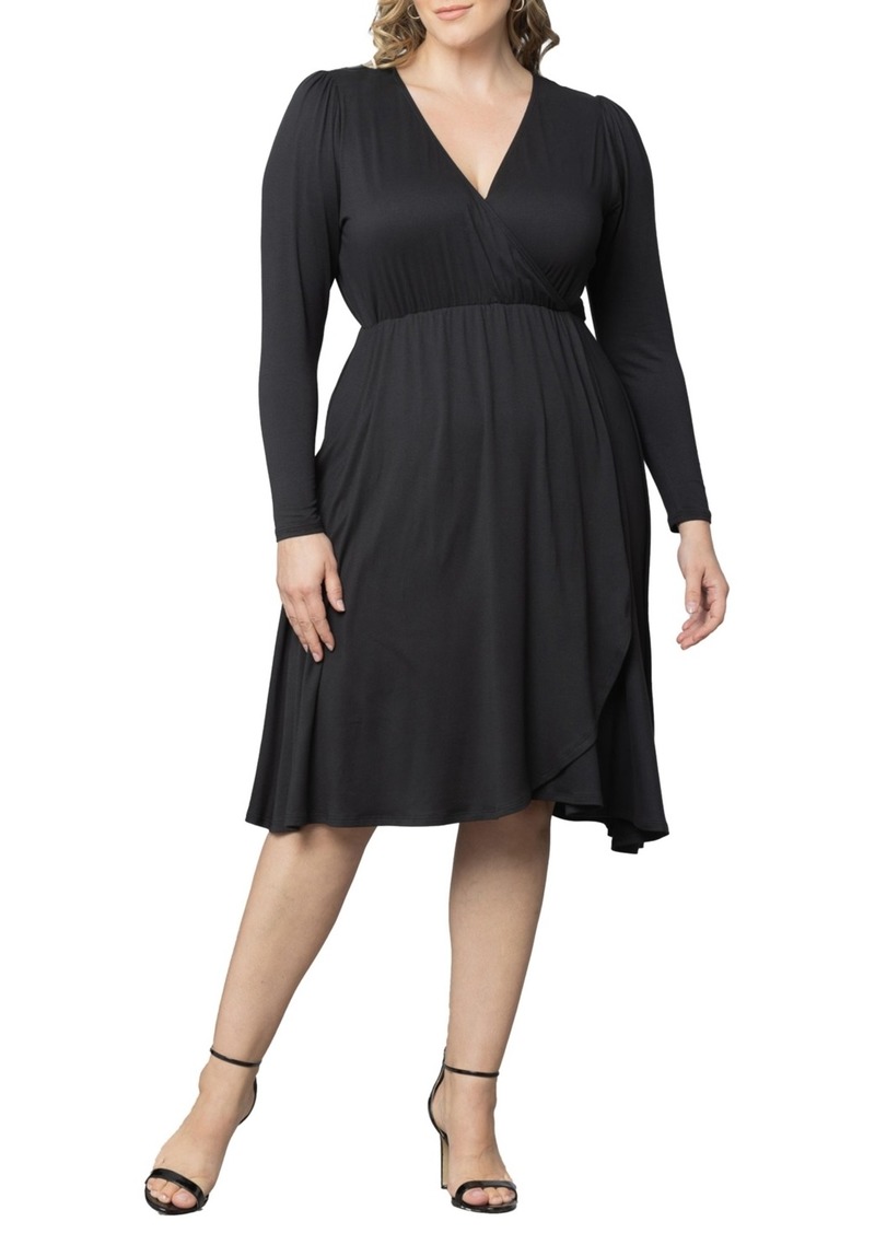 Kiyonna Women's Plus Size Aster Faux Wrap Dress - Black noir